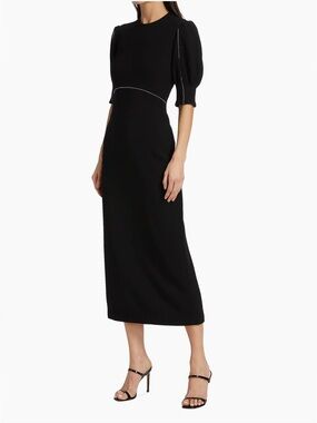 Lela Rose Metal Bead-Embellished Midi-Dress Sz 2